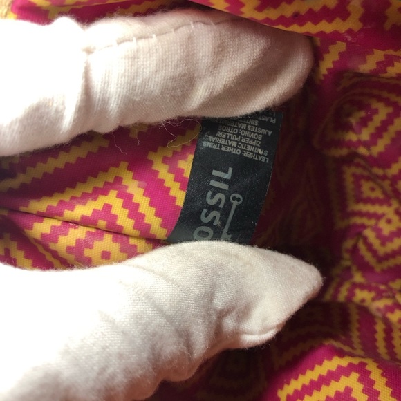 Fossil Blue Elephant Pattern Pouch with Pink Trim - Picture 11 of 13